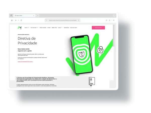 Diretiva de privacidade redesenhada com Visual Law, do Banco Next