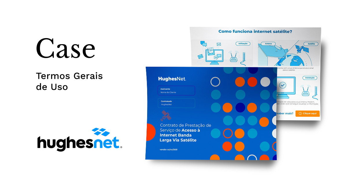 Case de Visual law em termos gerais de uso da Hughes net feito pela lex design