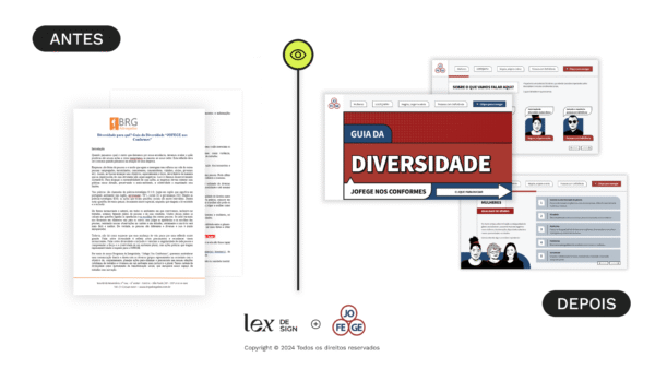 Antes e depois da Politica de Diversidade da Jofege com aplicação de Visual Law