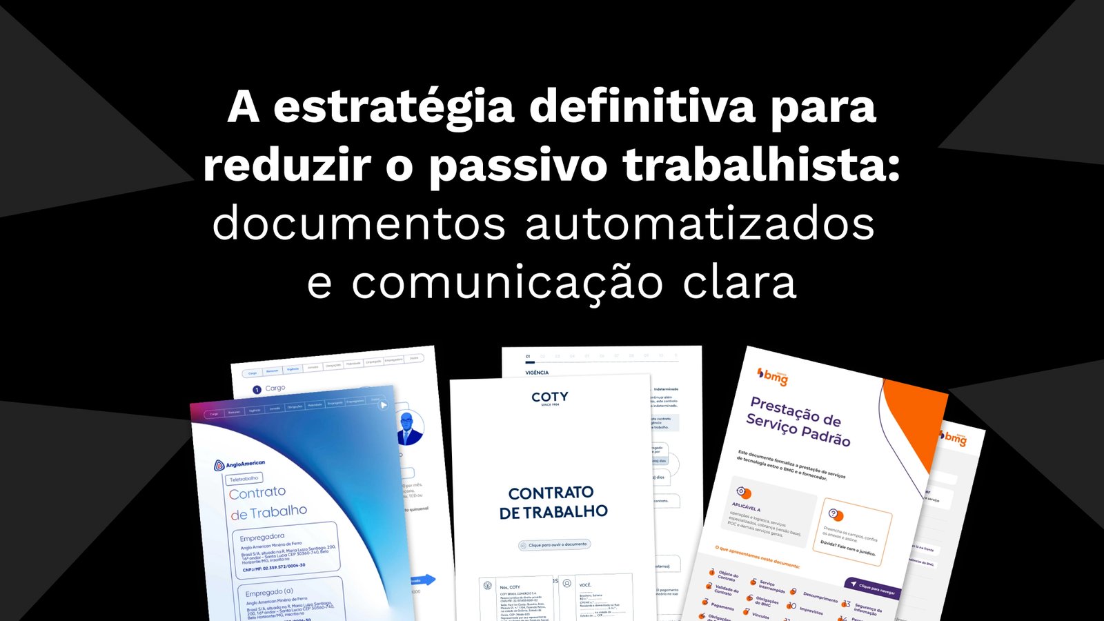 Capa do blog "A estratégia definitiva para reduzir o passivo trabalhista: documentos automatizados  e comunicação clara"com exemplos de Visual Law em contratos trabalhistas